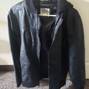 Leather Jacket with Hood
